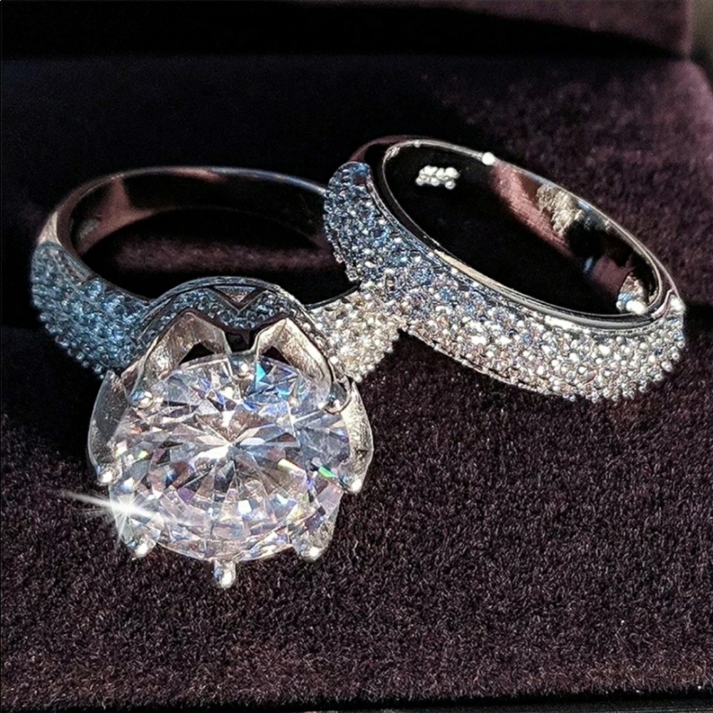 Sterling Silver White Sapphire Simulated Engagem